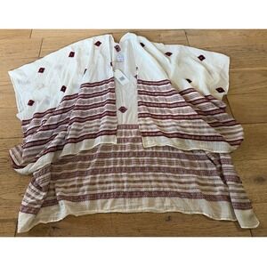 Shyanne Kimono Wrap One Size Cream Red New Embroidered Boho Western‎ (2005)